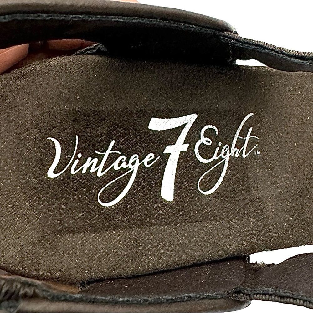 Vintage 7 Eight Brown Leather Wedge Sandals Women’s Size 6.5 Comfortable Chic - Picture 8 of 10